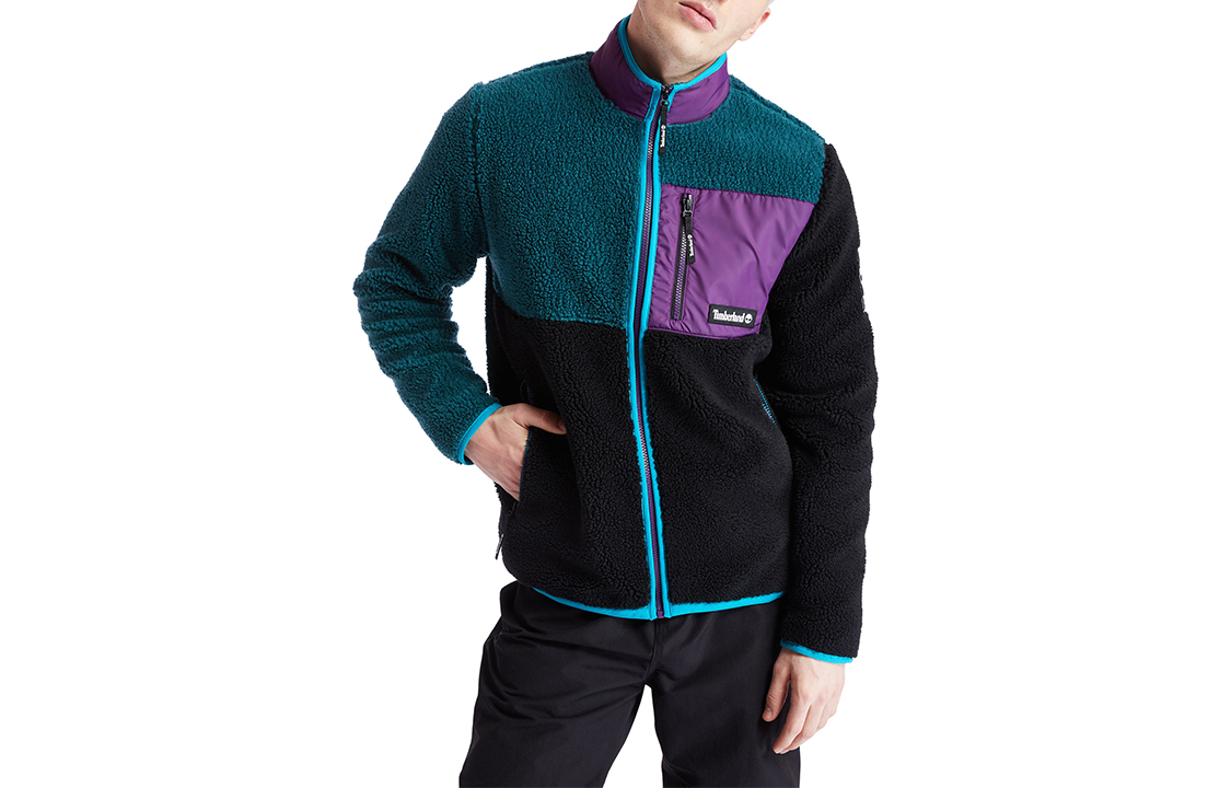 Timberland Colorblock Fleece Jacket for Men Black/Blue A2AXT-AQ3