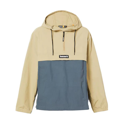 Timberland Colorblock Half-Zip Hooded Jacket Unisex Brown Gray Patchwork A6781-DM9