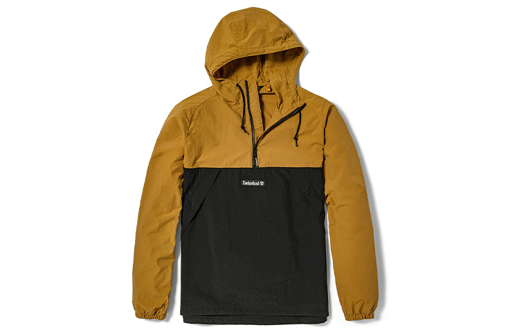 Timberland Colorblock Half-Zip Hooded Pullover Jacket Wheat Color A2BUU-P57