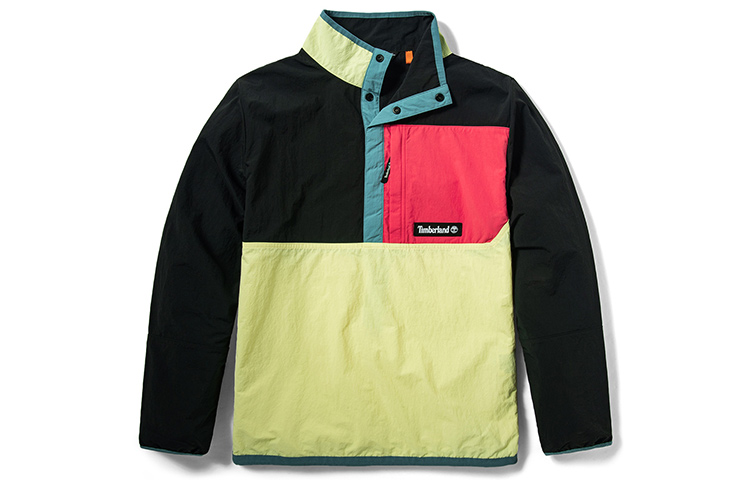 Timberland Colorblock Half-Zip Jacket Black Yellow Multi-Pocket Design A2D4S-BN3