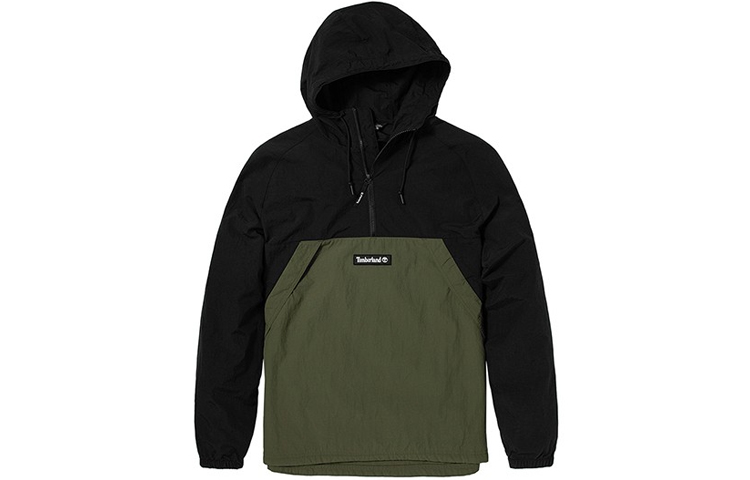 Timberland Colorblock Half-Zip Logo Hoodie Jacket - Army Green A2BUU-AQ2