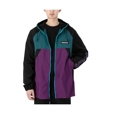 Timberland Colorblock Hooded Jacket Green Purple Casual Style A2BV4-AQ3