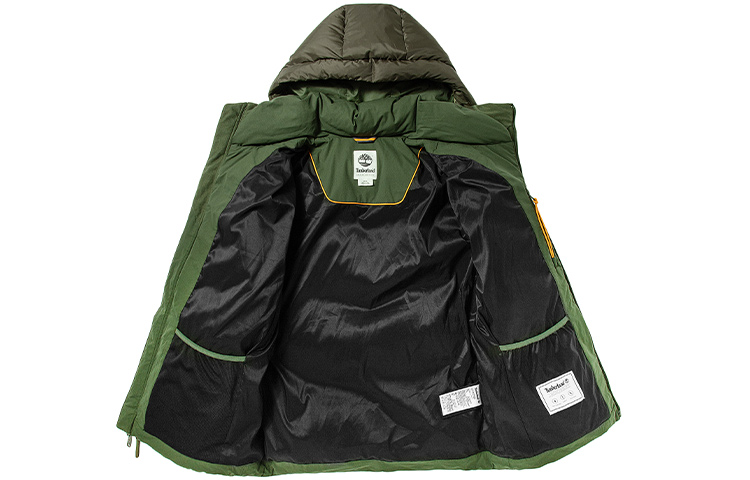 Shop Timberland Colorblock Insulated Hooded Puffer Jacket Luggage Green. A2G9G-U31