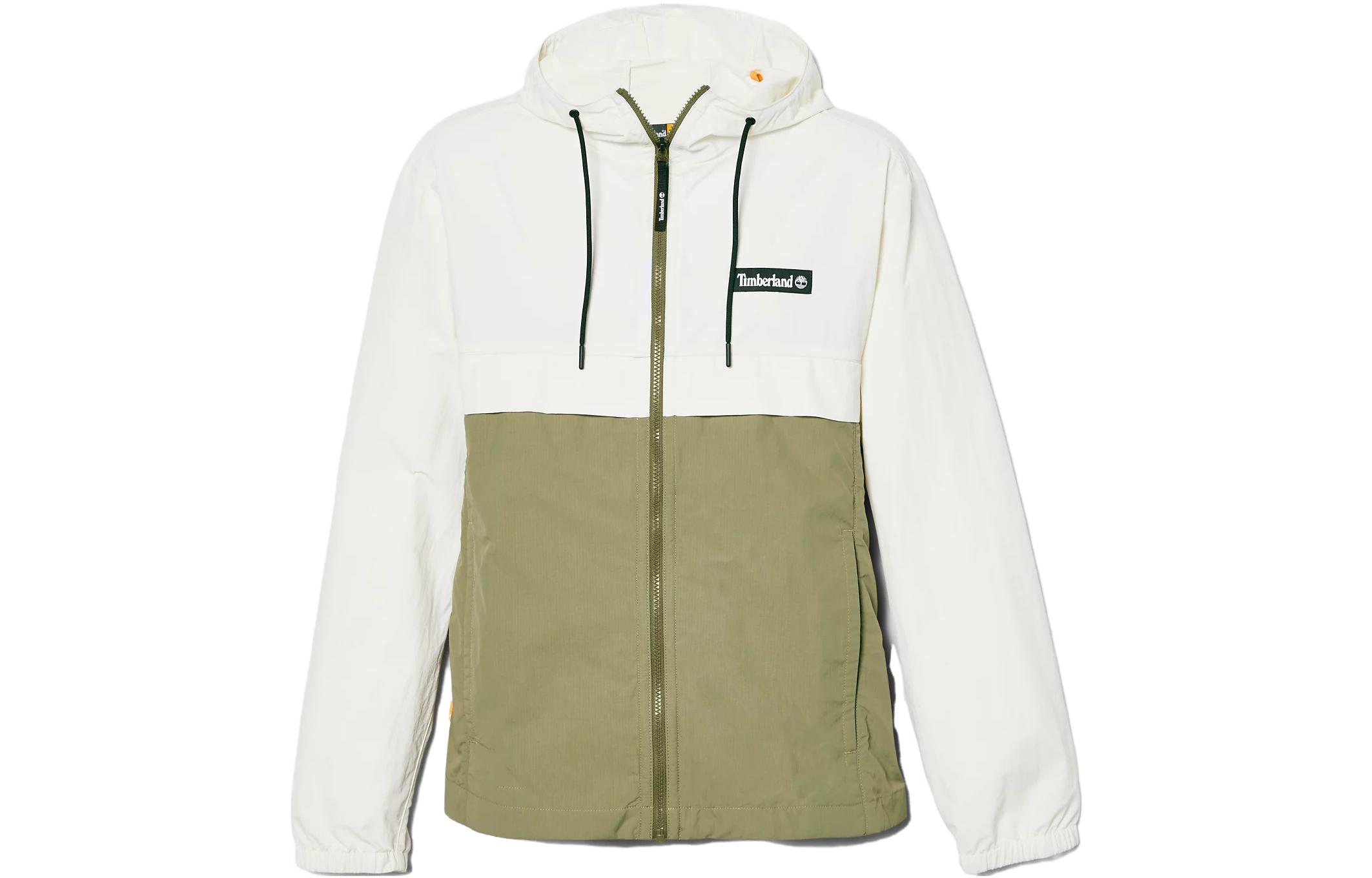 Timberland Colorblock Waterproof Hooded Jacket Unisex White Green Mix A679W-DL7