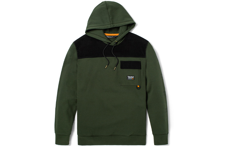 Timberland Corduroy Patchwork Fleece Hoodie LUGGage Green A25GX-U31