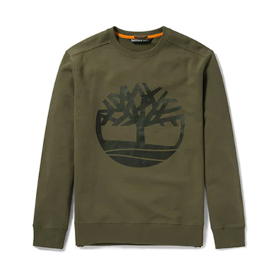 Timberland Crewneck Pullover Sweatshirt Military Green with Tree Logo A2BJ8-Z28