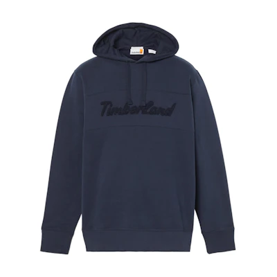 Timberland Cursive Logo Embroidered Hoodie Navy Blue Pullover A2EQ8-433