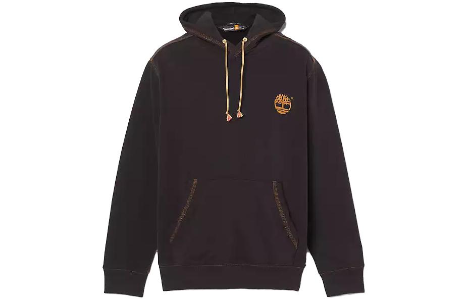 Timberland Elevated Hoodie Black Pullover with Logo Print and Long Sleeves A5MDA-001