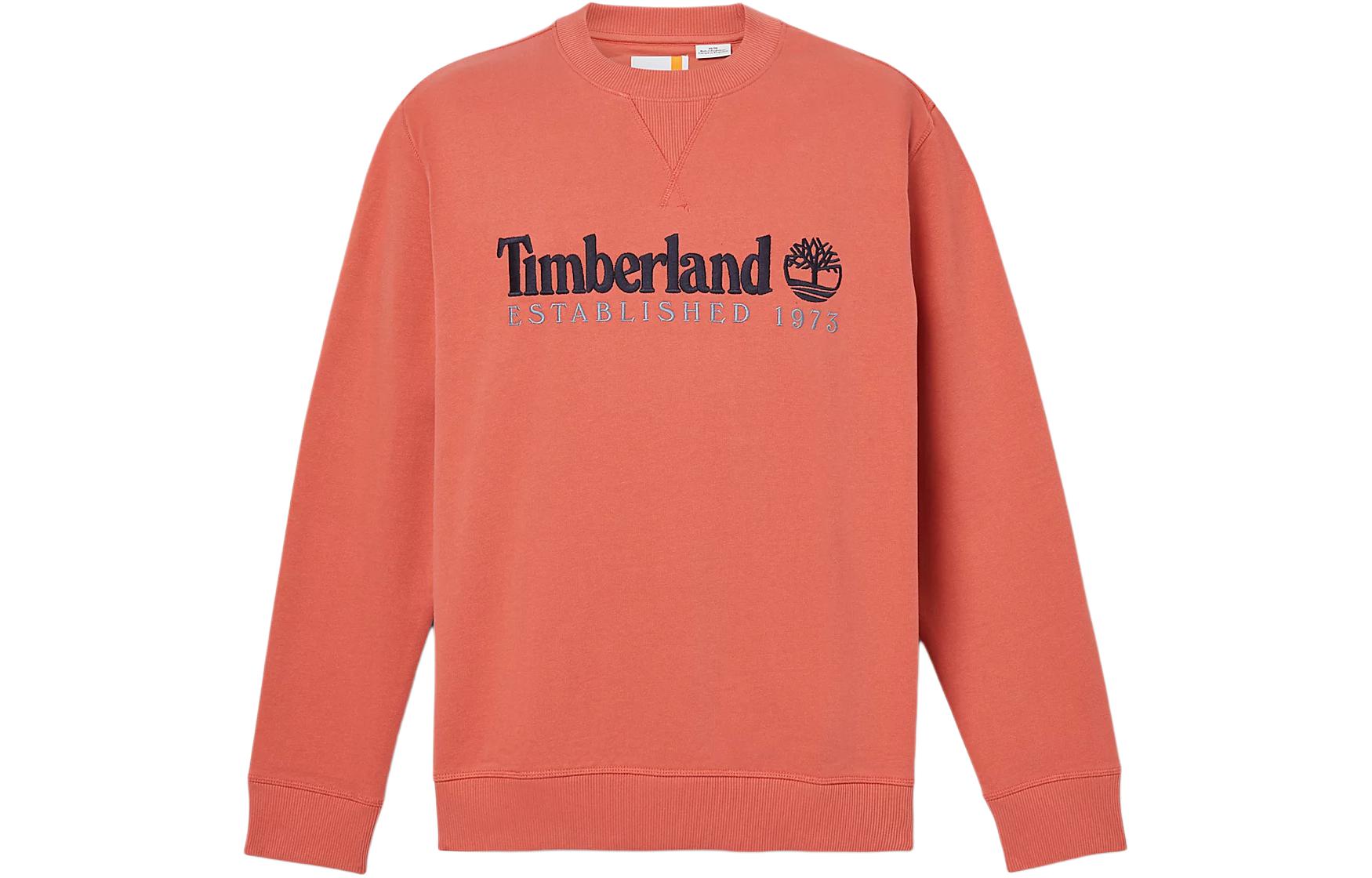 Timberland EST 1973 Coral Crewneck Sweatshirt with Embroidered Logo - A2FEQ-EI4