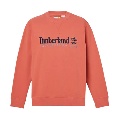 Timberland EST 1973 Coral Crewneck Sweatshirt with Embroidered Logo - A2FEQ-EI4