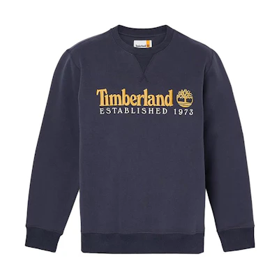 Timberland EST 1973 Logo Embroidered Crewneck Pullover Sweatshirt Navy A65DD-433