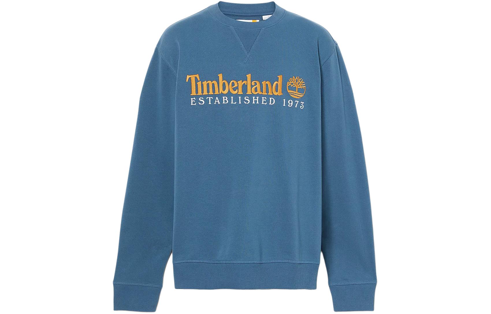 Timberland EST 1973 Logo Embroidered Crewneck Sweatshirt Blue A2FEQ-288