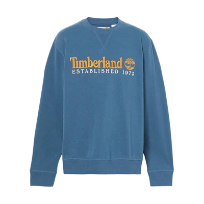 Timberland EST 1973 Logo Embroidered Crewneck Sweatshirt Blue A2FEQ-288