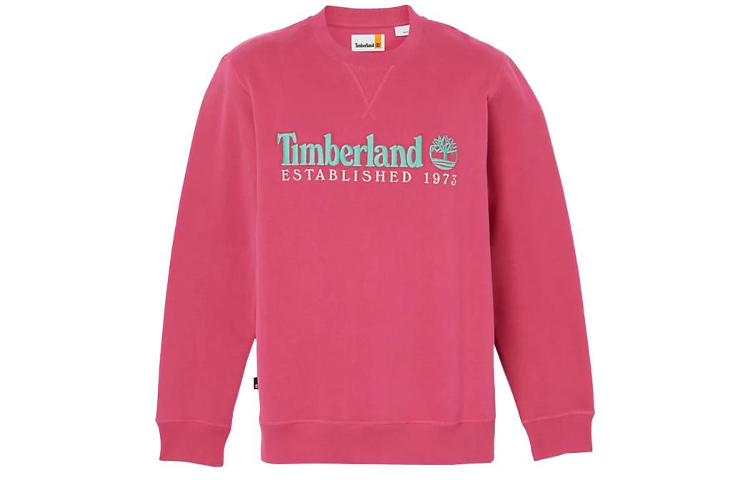 Timberland EST 1973 Pink Logo Print Crewneck Sweatshirt for Men A65DD-ED2