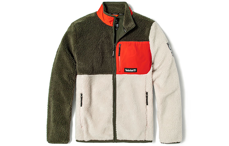 Timberland FW22 Logo Fleece Jacket with Zip Pocket, Green A2AXT-A58