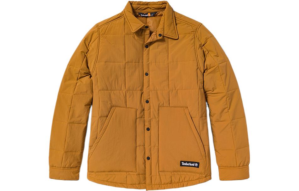 Timberland FW22 Wheat Logo Collared Snap Jacket Coat A5VSN-P47