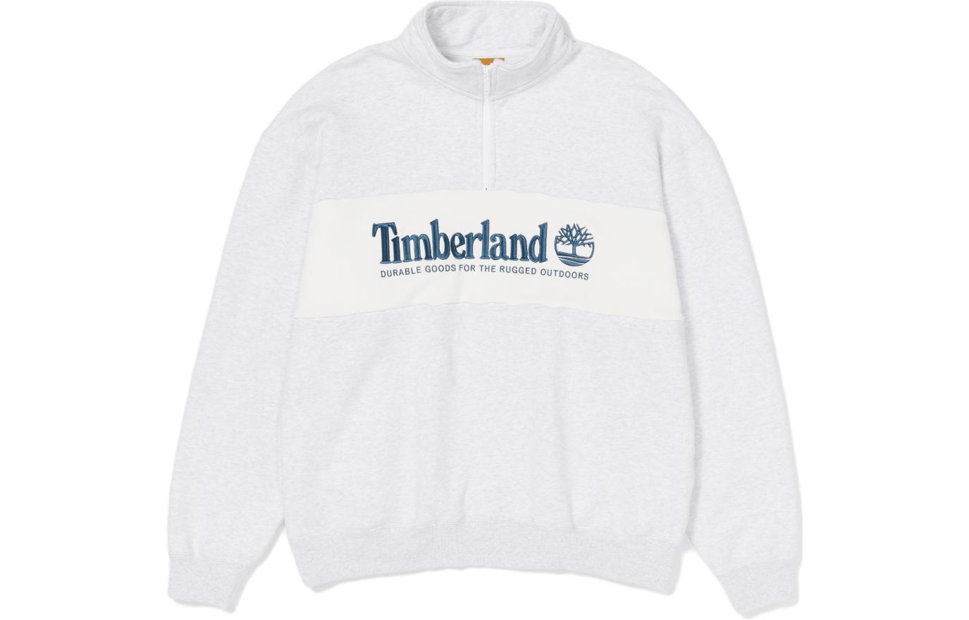 Timberland FW23 +81 3 Series Half-Zip Logo Embroidered Pullover White/Grey Unisex A6217-052