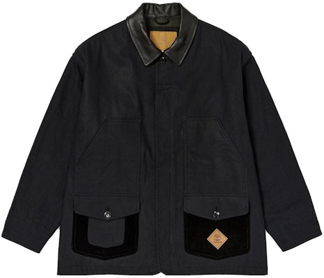 Timberland FW23 +81 Corduroy Panel Leather Work Jacket Unisex Black. A6UF2-001 Buy Timberland FW23 +81 Corduroy Panel Leather Work Jacket Unisex Black. A6UF2-001