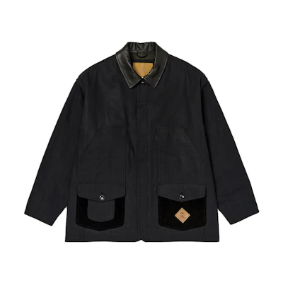 Timberland FW23 +81 Corduroy Panel Leather Work Jacket Unisex Black. A6UF2-001