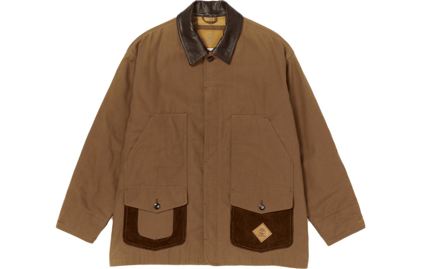 Timberland FW23 Corduroy Patchwork Leather Work Jacket Brown Unisex A6UF2-D25