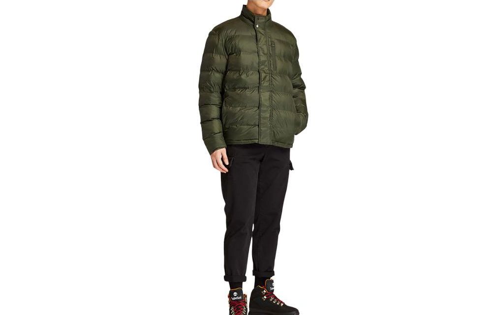 Timberland FW23 Olive Green Solid Zip-Up Jacket with Snap Button Pockets TB0A2EPBU-311