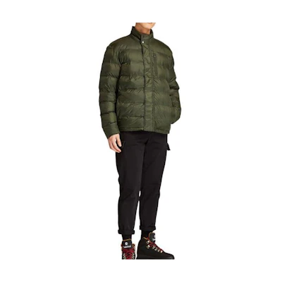Timberland FW23 Olive Green Solid Zip-Up Jacket with Snap Button Pockets TB0A2EPBU-311