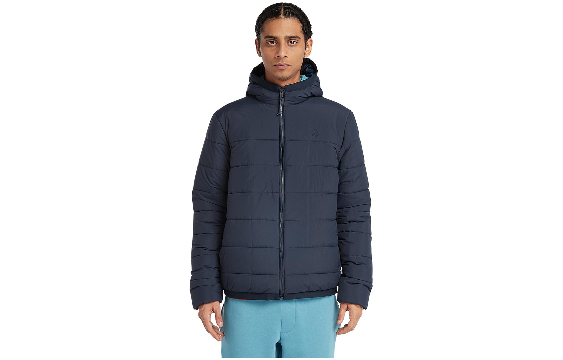 Timberland GARFIELD THERMARANGE™ Navy Blue Logo Hooded Insulated Jacket Men A6G39-433