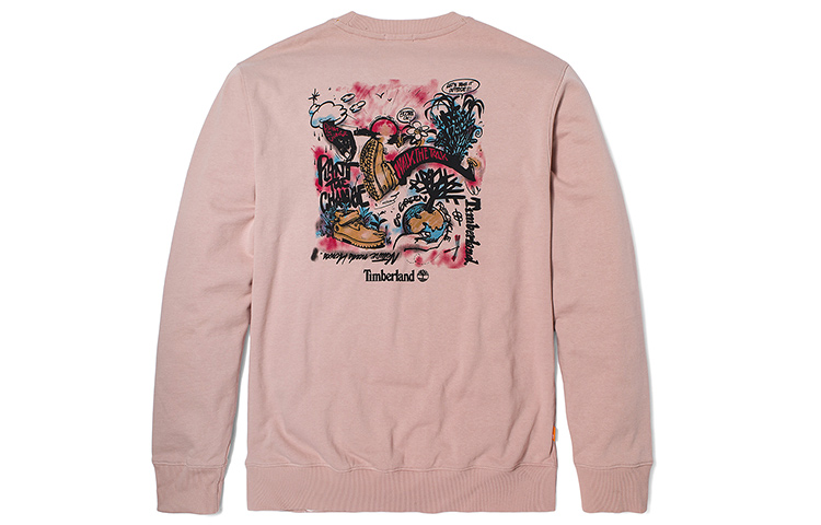 Timberland Graffiti Print Crewneck Sweatshirt Unisex Light Pink A5YE1-662