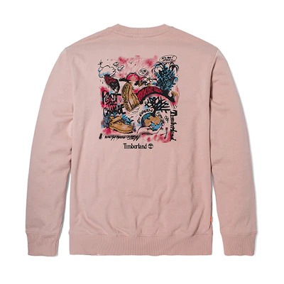 Timberland Graffiti Print Crewneck Sweatshirt Unisex Light Pink A5YE1-662