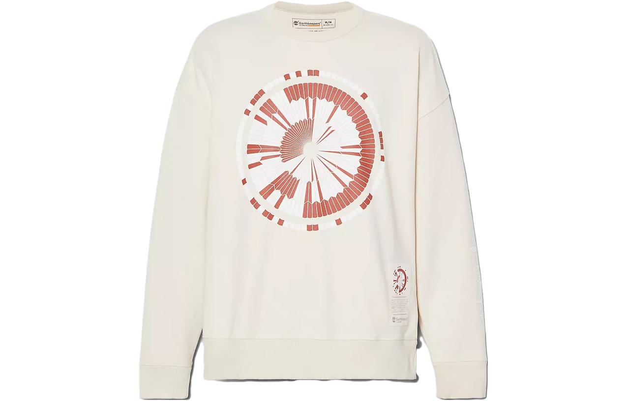 Timberland Graphic Print Crewneck Long-Sleeve Sweatshirt Vintage White Unisex A6BMP-CR3