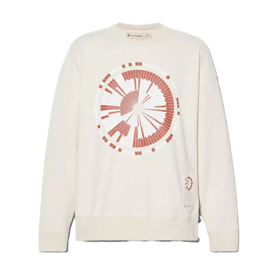 Timberland Graphic Print Crewneck Long-Sleeve Sweatshirt Vintage White Unisex A6BMP-CR3