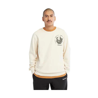 Timberland Graphic Print Crewneck Sweatshirt Unisex White A65TD-CR3