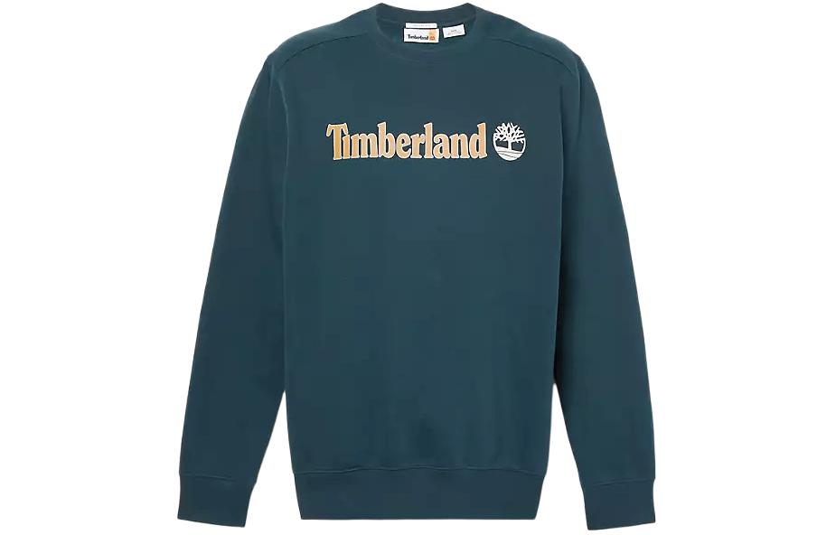 Timberland Green Crewneck Sweatshirt with Letter Print Long Sleeves A5UJY-433