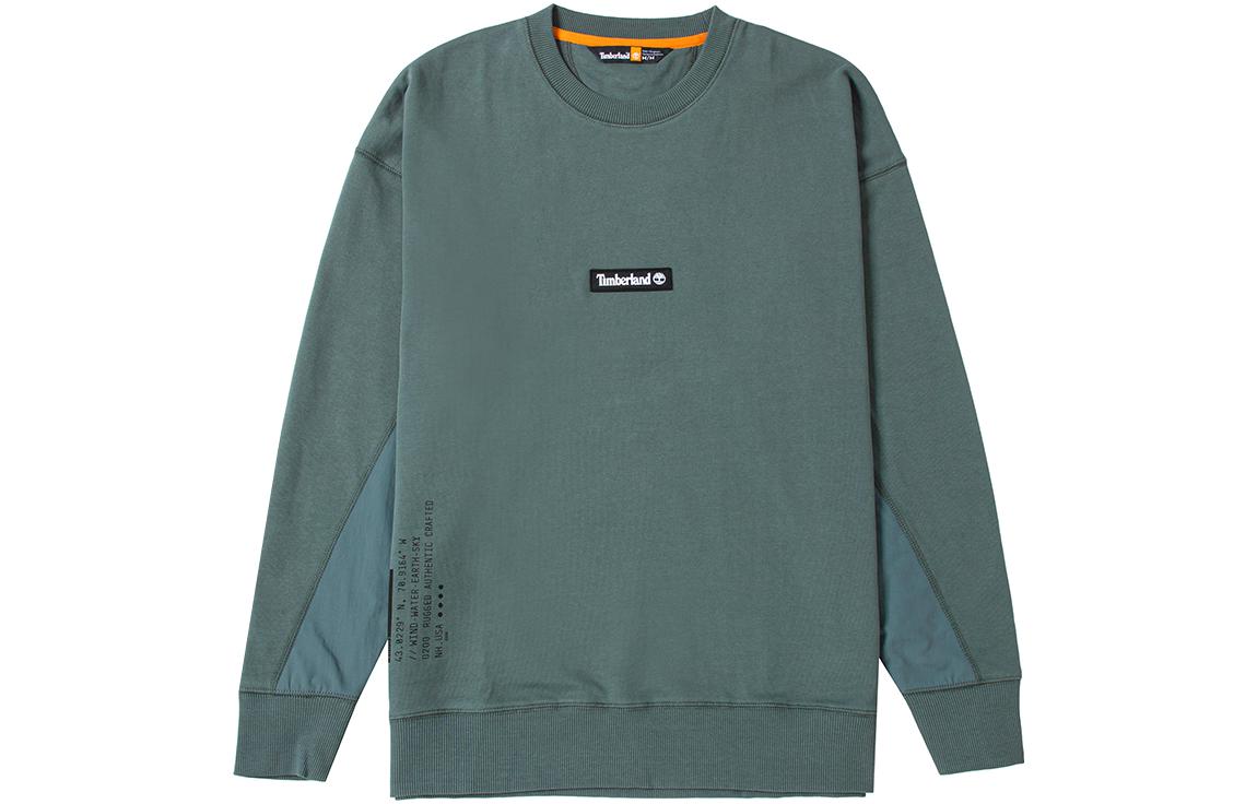 Timberland Green Crewneck Sweatshirt with Solid Logo Print Design A5VQS-392
