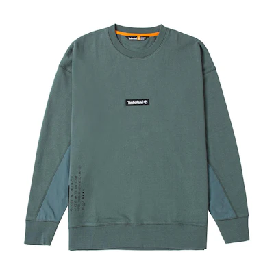 Timberland Green Crewneck Sweatshirt with Solid Logo Print Design A5VQS-392