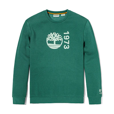 Timberland Green Crewneck Sweatshirt with Tree Logo Print A42YR-J74