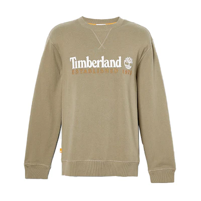 Timberland Green Crewneck Sweatshirt with Tree Logo and Letter Print A2FEQ-590