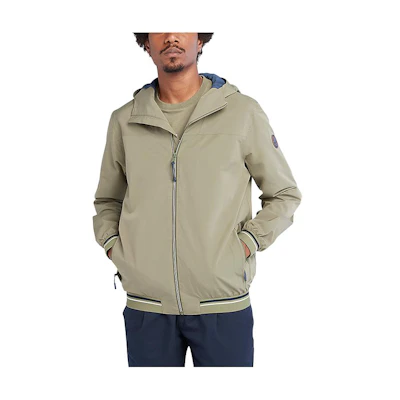 Timberland Green Multi-Pocket Hooded Jacket with Color-Block Stripes A2D8B-590