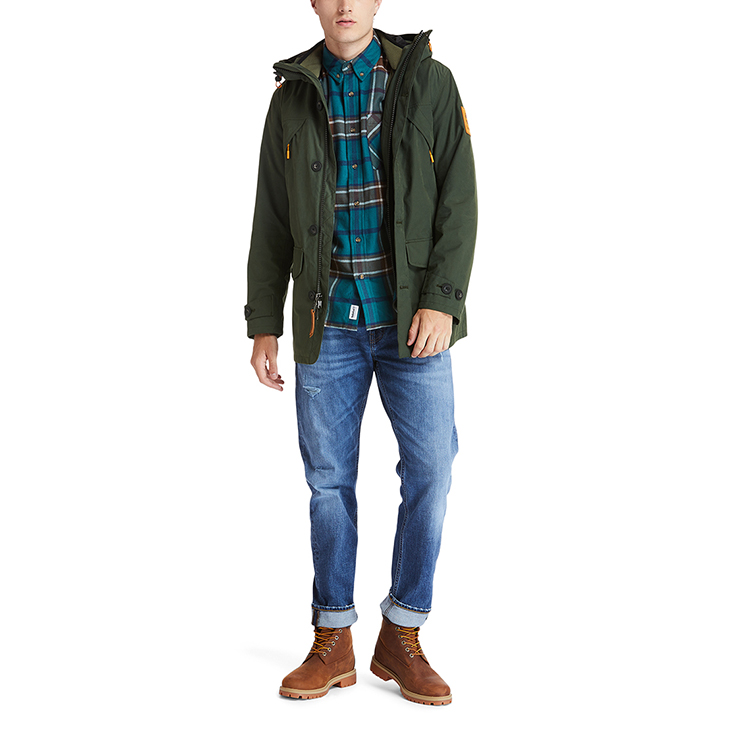 Timberland Green Outdoor 3-in-1 Long Logo Hooded Multi-pocket Jacket. A2BBE-U31 圖 6