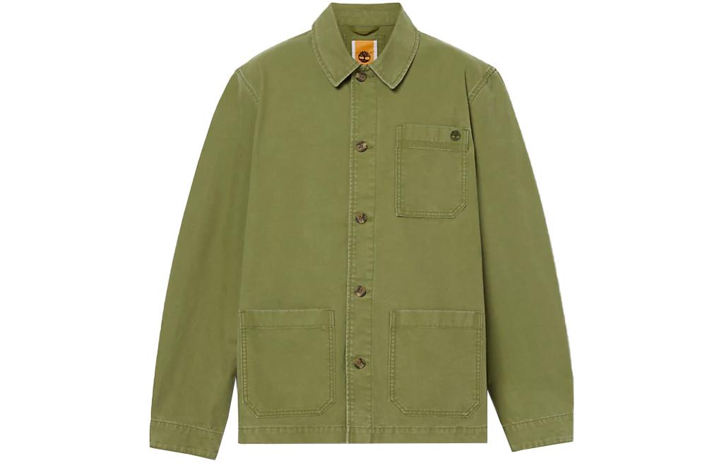 Timberland Green Washed Canvas Collared Jacket A5TH3-EG5