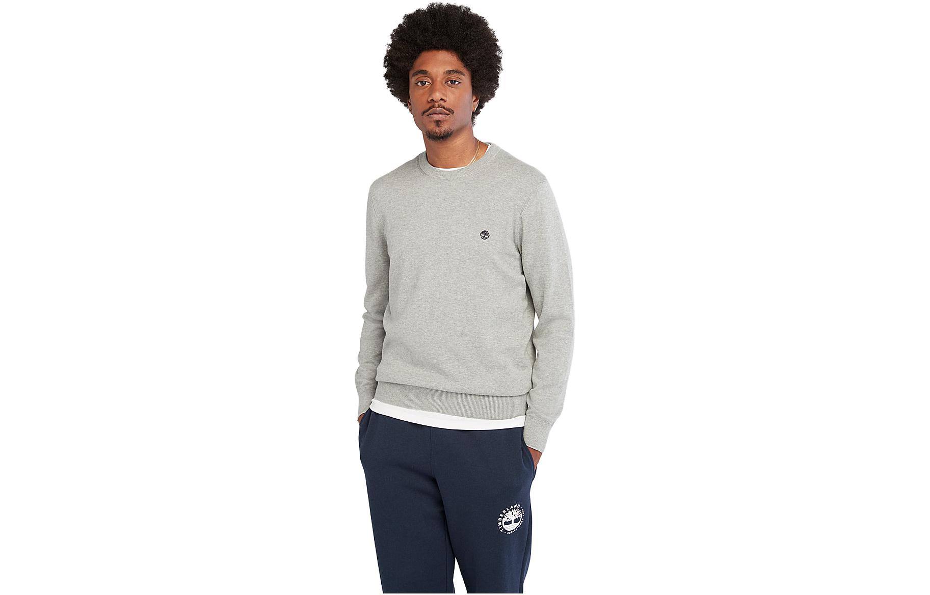 Timberland Grey Crewneck Sweatshirt with Logo for Men A2BMM-052
