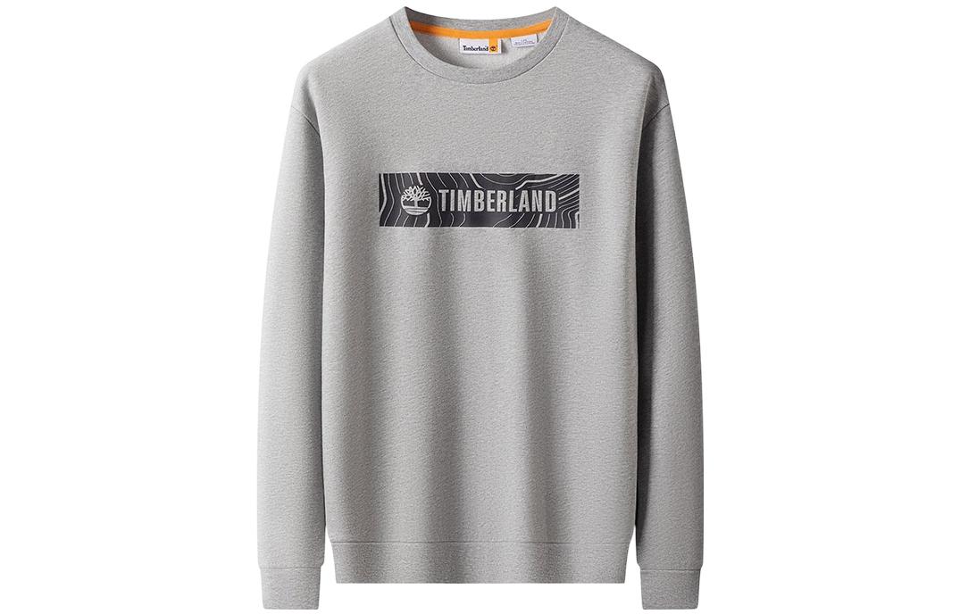 Timberland Grey Crewneck Sweatshirt with Solid Logo Print Design A69TH-052