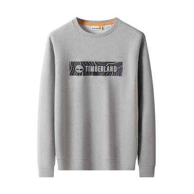 Timberland Grey Crewneck Sweatshirt with Solid Logo Print Design A69TH-052