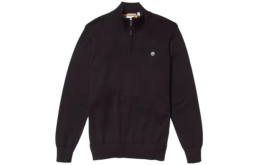 Timberland Half-Zip Pullover Sweatshirt Black with Solid Logo A2BMX-001
