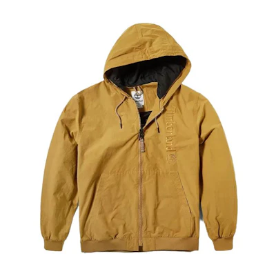 Timberland Khaki Canvas Zip Hoodie Jacket with Embossed Logo A22UU-P47