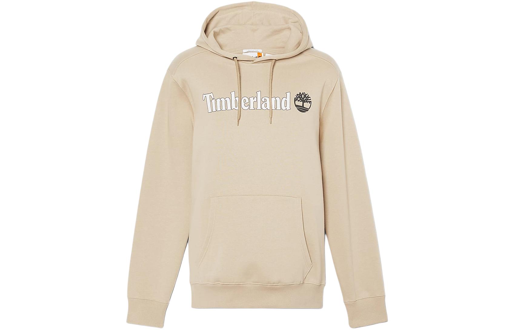 Timberland Letter Logo Print Pullover Hoodie Light Khaki A5UKK-DH4