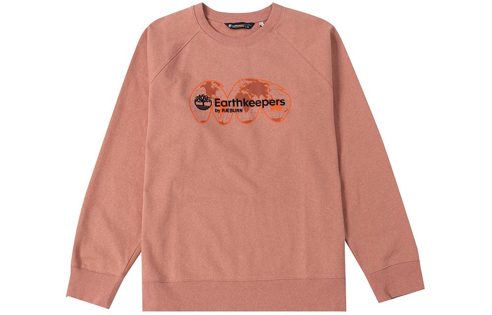 Timberland Letter Logo Printed Loose Fit Fleece Sweatshirt Red Mens A5ZRH-854