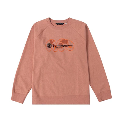 Timberland Letter Logo Printed Loose Fit Fleece Sweatshirt Red Mens A5ZRH-854
