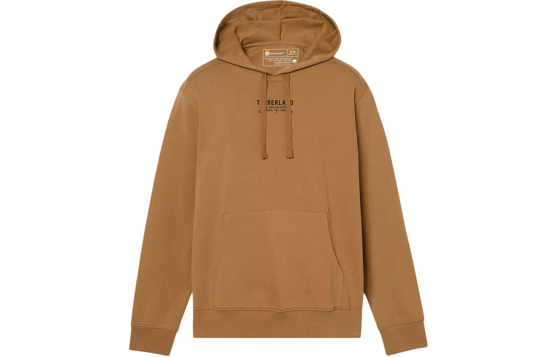 Timberland Letter Print Hoodie Brown Pullover A6FQZ-P47