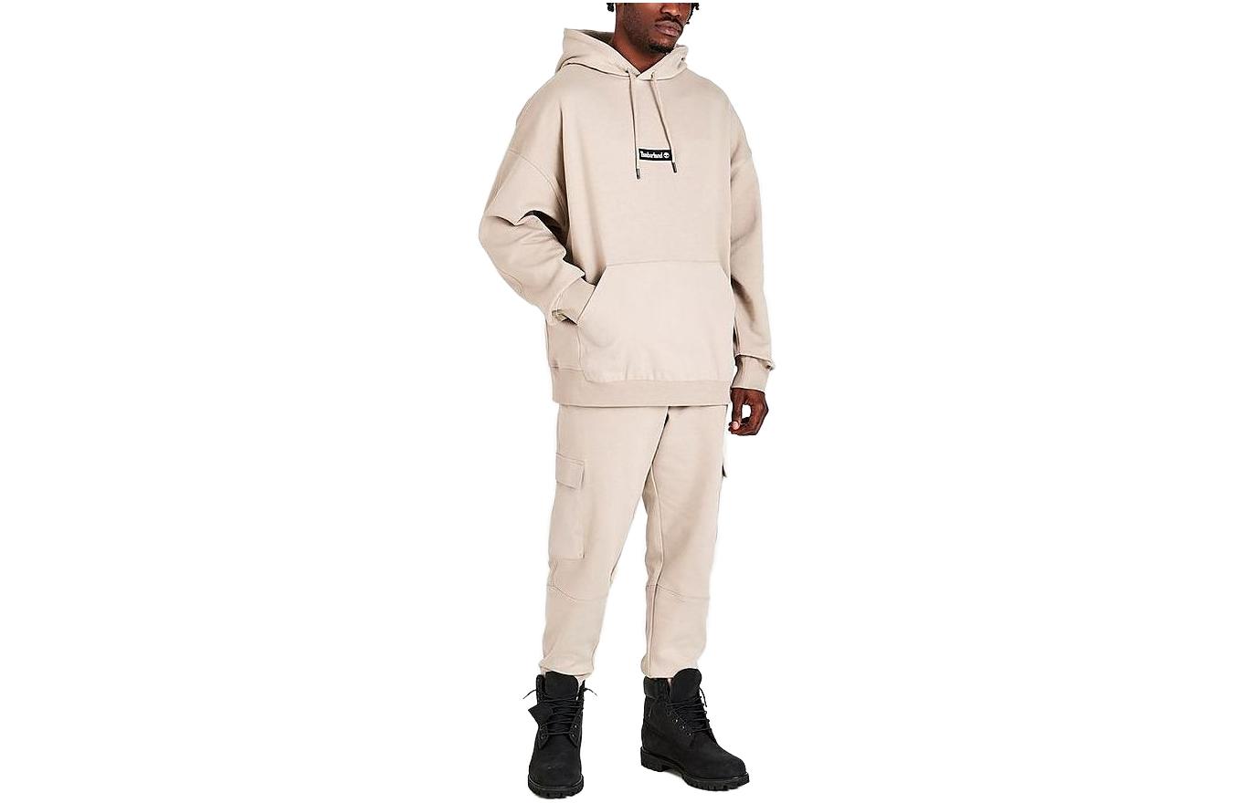 Timberland Letter Print Hoodie Unisex Long Sleeve Khaki TB0A5PXR-275